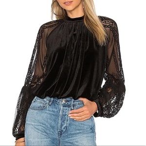 FREE PEOPLE dream team blouse black velour small